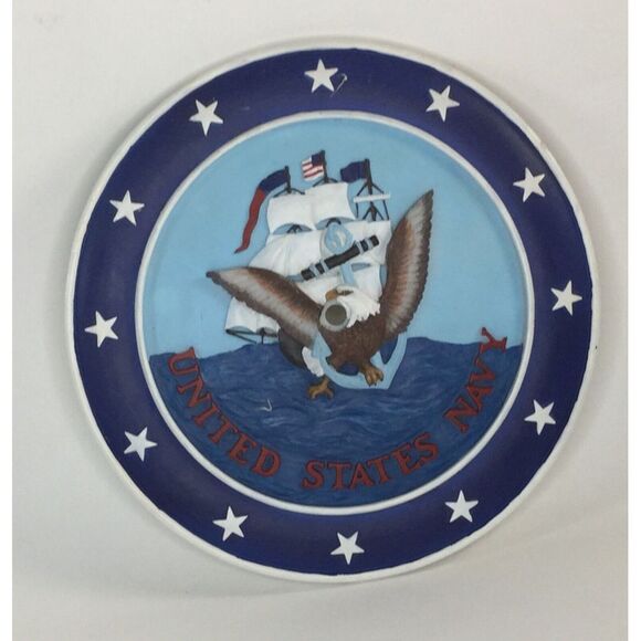 Other - United States Navy Emblem Resin/plast Wall Hanging Plaque Sign Military 10" diam